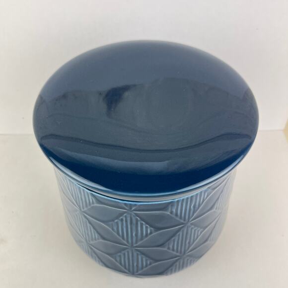 Crate and Barrel Blue Zane Canister with Rubber Seal Lid - Picture 3 of 7